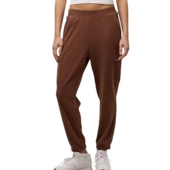 New! Bench Waffle Cargo Lounge Pants 2 Pack Women's XL Cream Brown Casual - Picture 2 of 15